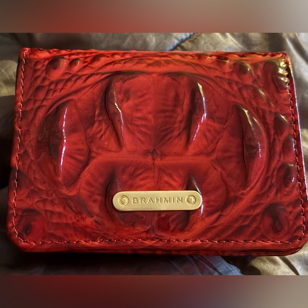 Brahmin Melbourne mini key wallet new w/o tags gorgeous patent red leather